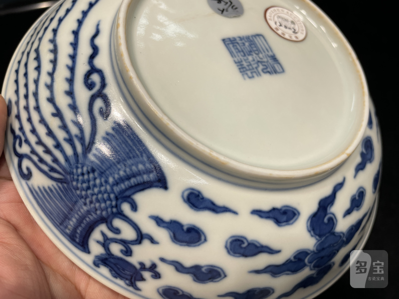 清道光 青花对头凤纹盘一对 - 图12